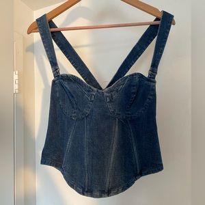 Gorgeous blue denim Free People bustier corset ruched zip excellent condition 4